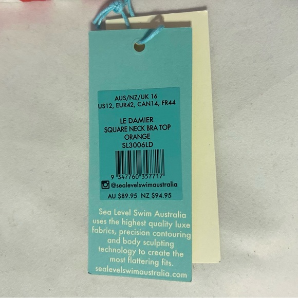 NEW Size 12 Sea Level Swim Le Damier Red Orange Gingham Underwire Swim Top - Picture 12 of 13